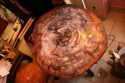 null Table tripode en bois fossilisé du Canada