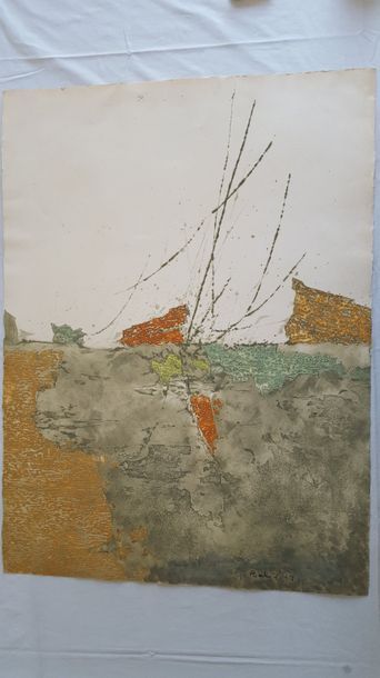 null Yannick BALLIF (1927-2009) "Du Côté de Fécamp", gravure au sucre sur plaque...