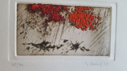 null Yannick BALLIF (1927-2009) "Deux Rouges", gravure au sucre sur plaque de cuivre,...