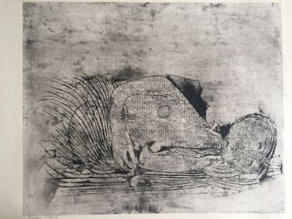 null Johnny FRIEDLAENDER (1912-1992) "Femme Endormie", gravure en noir et blanc,...