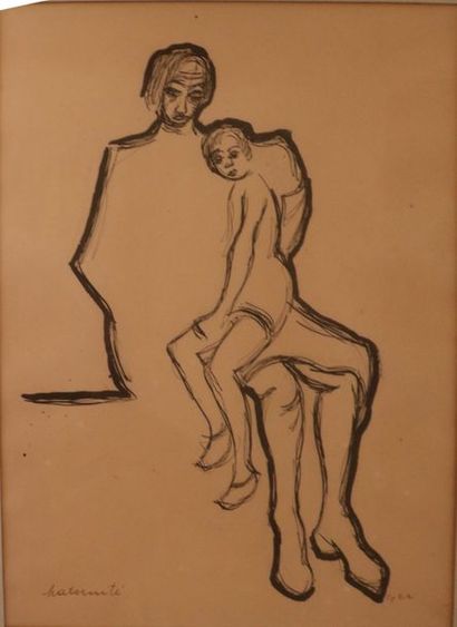 null GER (XXe siècle)

"Maternité"

Pinceau et encre de Chine, signé en bas à droite,...