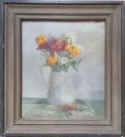 null Henri BREARD (1873-1934) 

"Fleurs dans un broc" 

Huile sur toile, signée en...