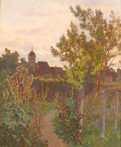 null CHUDANT Jean Adolphe (1860-1929) "Le chemin vers le village" Huile sur toile,...