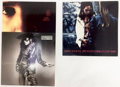 ROCK Lot de 3 disques 33T de Lenny Kravitz, rock. Set of 3 Lps of Lenny Kravitz,...