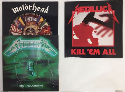 HARD ROCK Lot de 3 disques 33T de Metallica et Motorhead. Metallica pochette verte/...