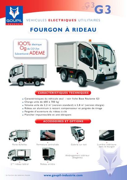 null Fourgon à Rideau, véhicule électrique GOUPIL G3, première immatriculation: 13...