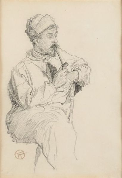 null Lucien OTT (Paris, 1870 - Villeneuve Saint-Georges, 1927)

"Homme assis fumant...