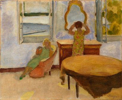 null Henri LEBASQUE (1865-1937)

"Deux jeunes femmes dans une chambre, fenêtre ouverte"

Huile...