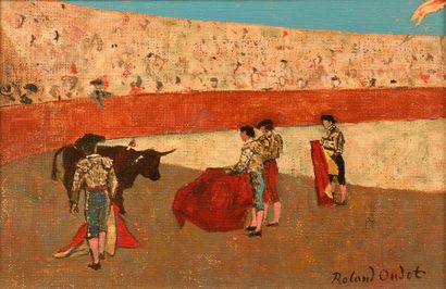 null Roland OUDOT (1897-1981) 

"La mort du taureau" 

Huile sur toile, signée en...