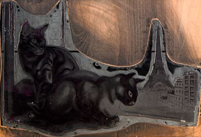 null André MARGAT (1903-1999)

"Deux chats à la fenêtre devant la Tour Eiffel"

Matrice...