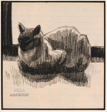 null André MARGAT (1903-1999)

"Chat couché"

Crayon gras sur papier, porte le tampon...