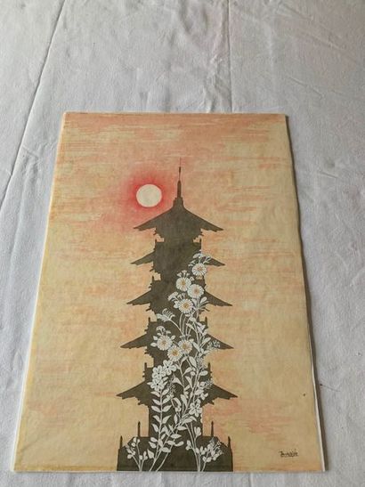 null Liliane BORODINE d'après Yoshichiro Otusbo

"La pagode japonaise" 

Pigments...