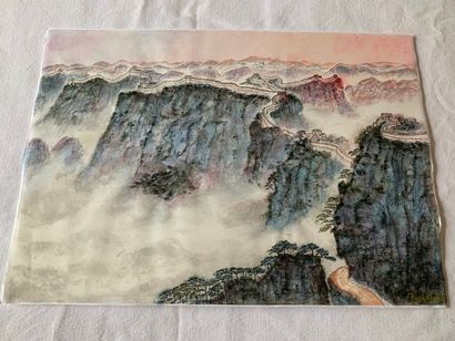 null Liliane BORODINE 

"La grande muraille de Chine" 

Pigments minéraux sur papier...
