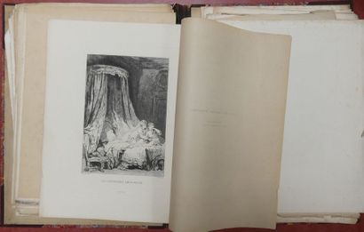 null Lot de GRAVURES et LA FONTAINE deux volumes illustrés par Fragonard et divers...
