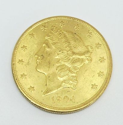 null PIECE de 20 dollars or, tête de Liberty, 1904