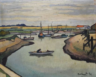 null Gaston BALANDE (1880-1971) Port animé, 1954. Huile sur toile signée et datée...