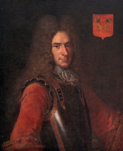 null Ecole française XVIIIe. Portrait de JP Moët de Louvergny, âgé de 34 ans en 1706,...