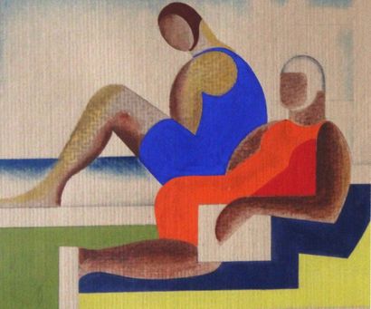 null Pierre-Jean DE MARIA (1896-1984) Les baigneurs. Gouache. 17 x 21 cm