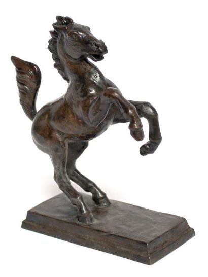 null Eleonore RENDLEN-SCHNEIDER (1909-1997) Cheval cabré. Epreuve en bronze à patine...