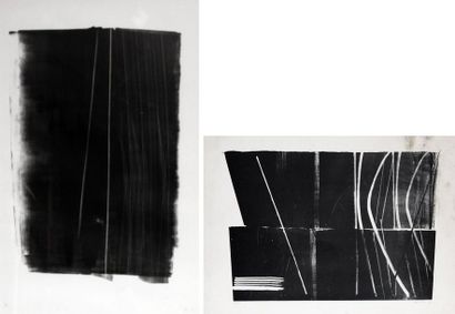 null Hans HARTUNG (1904-1989) Composition noire. Lithographie signée en bas à droite...