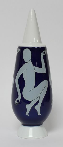 null Alessandro MENDINI (Né en1931) VASE couvert modèle inspiré de Matisse en porcelaine...