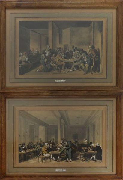 null Louis Léopold BOILLY (1761-1845). Scènes de jeux. Deux lithographies rehaussées...