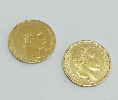 null DEUX PIECES de 20 francs or Napoléon II, 1856 et 1866