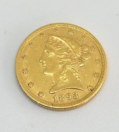 null PIECE de 5 dollars or. Liberty. 1893