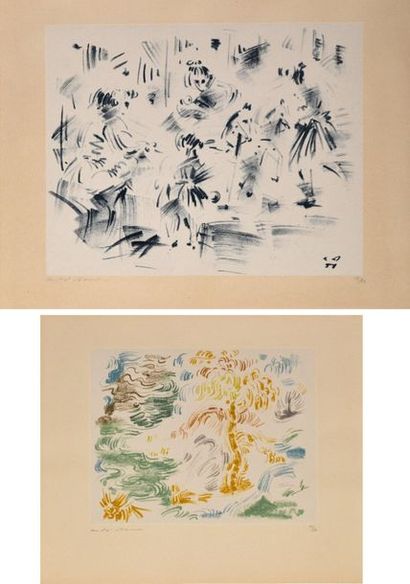 null André MASSON (1896-1987) Arbre au bord de la rivière. Lithographie en couleurs...