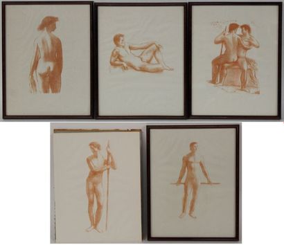 null Paul BELMONDO (1898-1982) (d'après) Cinq nus à l'antique. Cinq estampes sur...