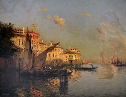 null Antoine BOUVARD (1870-1955/56) Canal à Venise. Huile sur toile signée en bas...