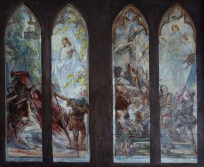 null Ecole française XIXe. La Résurrection et scène religieuse, étude de vitraux...