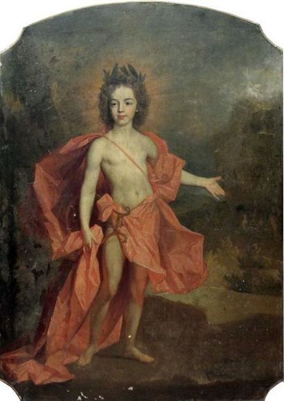 null Ecole française vers 1700, atelier de Largillière Portrait d'enfant en Apollon,...