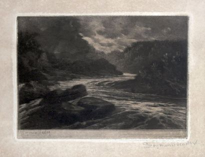 null Francis Seymour HADEN (1818-1910) Salmon river. Eau-forte signée dans la planche...