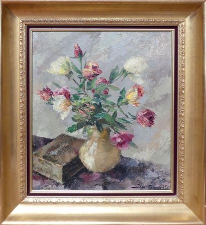 null Igor TALWINSKI (1907-1983), Bouquet de roses, huile sur isorel signée en bas...