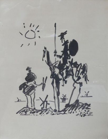 null Pablo PICASSO (1881-1973) (d'après), Don Quichotte, reproduction, 63x49 cm