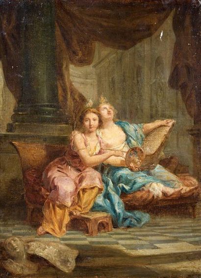 null Attribué à Antoine-François CALLET (Paris, 1741 - 1823). Les génies de la peinture...