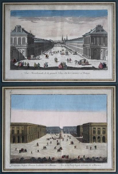 null 18th century French school. The royal square in Reims and the grand square in...