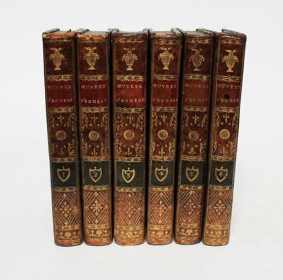 null HOMERE, Oeuvres, Paris, Dentu, 1804. Six volumes. Reliure plein veau empire,...