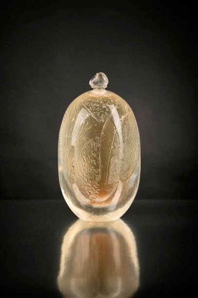 Experimental flask in moulded pressed glass...