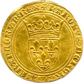 null CHARLES VI 1380-1422 Ecu d'or à la Couronne. Etoile à 6 branches = Tournai.Petite...