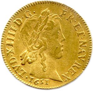 null LOUIS XIV 1643-1715 Louis d'or à la mèche longue 1651 & = Aix. (6,74 g) Gad...
