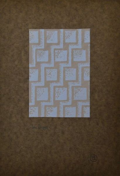 null Eric BAGGE (1890-1978) Projet de tissu à motifs géométriques de zig zags et...