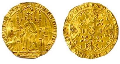 null JEAN II LE BON 1350-1364. Le roi debout sous un dais gothique tenant un sceptre...