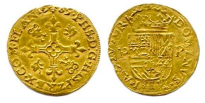 null FLANDRE – PHILIPPE II 1555-1598PHS.D: G.HISP·Z.REX.COM FLAND. 15lis85. Croix...