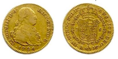 null ESPAGNE – CHARLES IV 1788-1808. 2 Escudos or 1794. Madrid. (6,73 g) T.B.