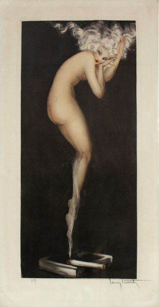 null Louis ICART (1888-1950) Illusion, 1940. Pointe sèche en couleurs, signée en...