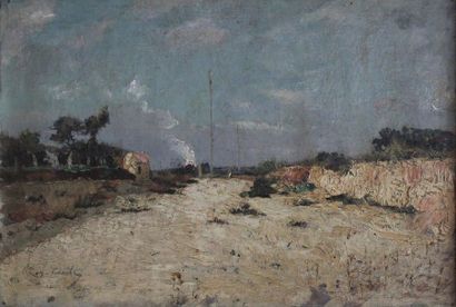  Alfred CASILE (1848-1909) Rivière asséchée. Huile sur toile signée en bas à gauche....