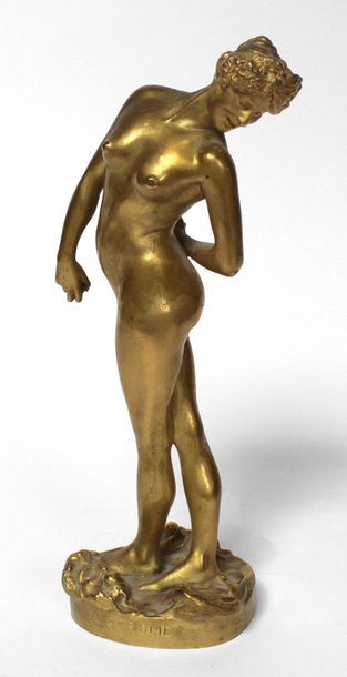 Jean-Léon GÉROME (1824-1904) La joueuse de boules. Bronze doré, signé, numéroté...