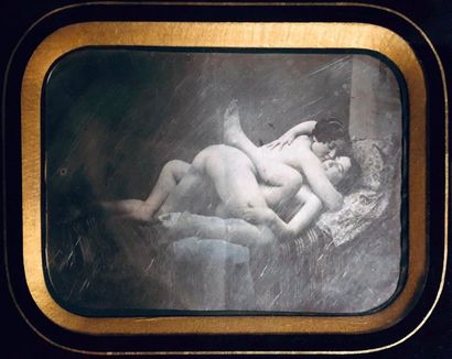 [DAGUERREOTYPE - NAKED]. Two naked young...